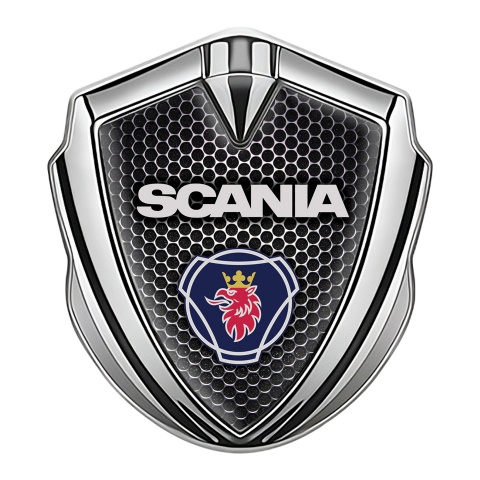 Scania Fender Emblem Badge Silver Dark Grate Classic Griffin Logo