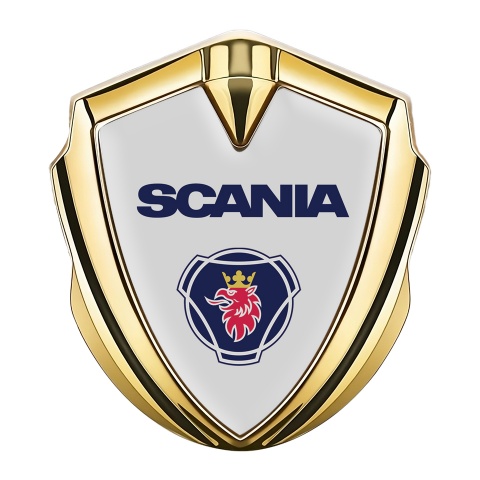 Scania Emblem Trunk Badge Gold Grey Background Griffin Edition