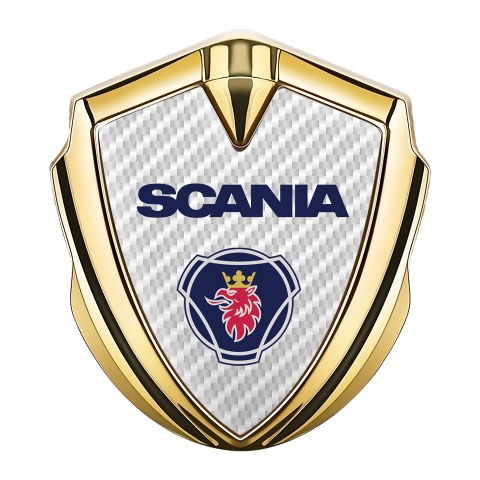 Scania Emblem Trunk Badge Gold White Carbon Griffin Logo Motif