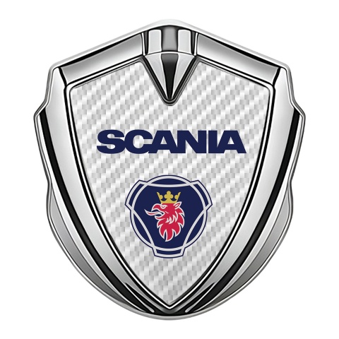 Scania Emblem Trunk Badge Silver White Carbon Griffin Logo Motif