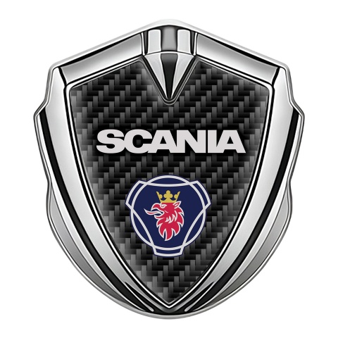 Scania Emblem Badge Silver Black Carbon Griffin Logo Edition