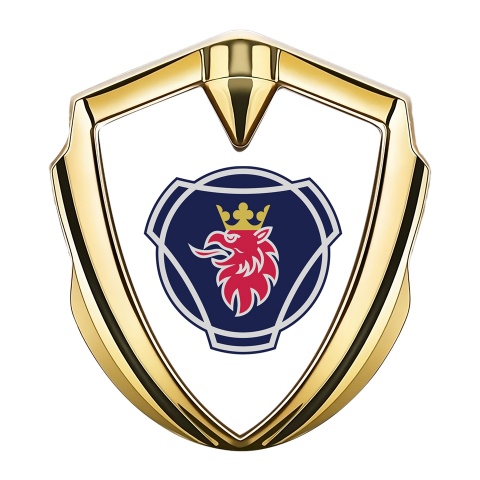 Scania Domed Emblem Gold White Background Griffin Logo Design