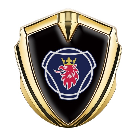 Scania Emblem Ornament Gold Black Background Griffin Logo Design
