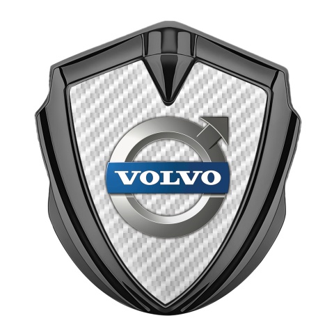Volvo Emblem Car Badge Graphite White Carbon Polished Logo Edition