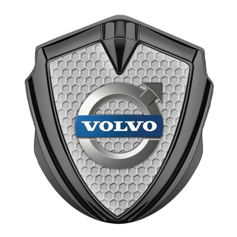 Volvo Emblem Abzeichen selbstklebend Graphit Tonfarbe Wabeneffekt Basis mit Klassisch Logo