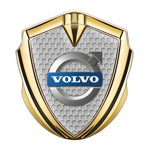 Volvo Emblem Abzeichen selbstklebend Goldtonfarbe Wabeneffekt Basis mit Klassisch Logo