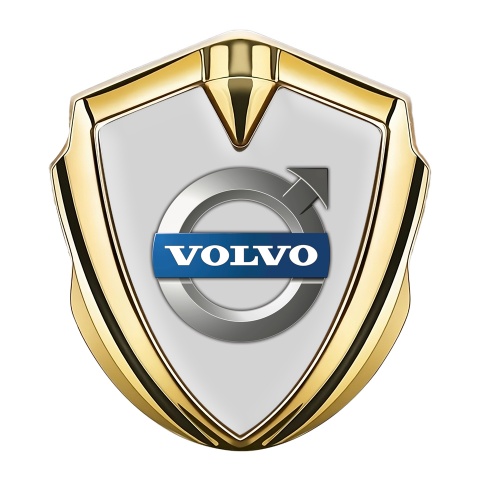 Volvo Emblem Auto Zeichen Goldtonfarbe Grau Basis mit Klassisch Logo