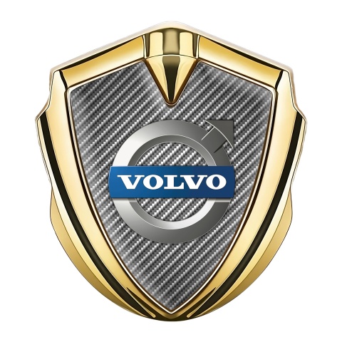Volvo Selbstklebendes Metallaufkleber Emblem Goldtonfarbe Grau Carbon mit Klassisch Logo