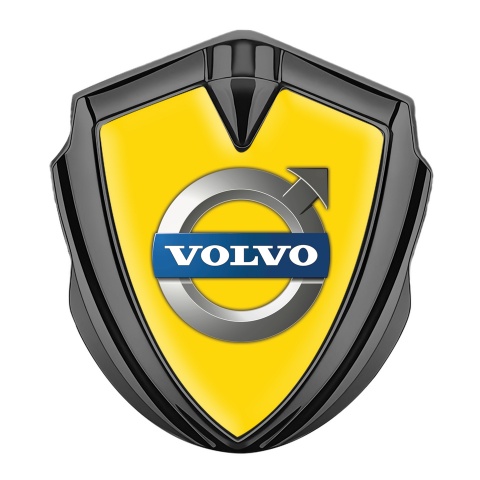 Volvo Emblem Logo Schriftzug Aufkleber Graphit Tonfarbe Gelb Basis mit Klassisch Logo