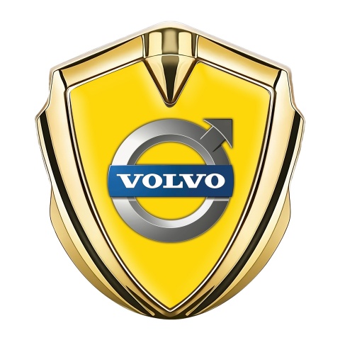 Volvo Emblem Logo Schriftzug Aufkleber Goldtonfarbe Gelb Basis mit Klassisch Logo