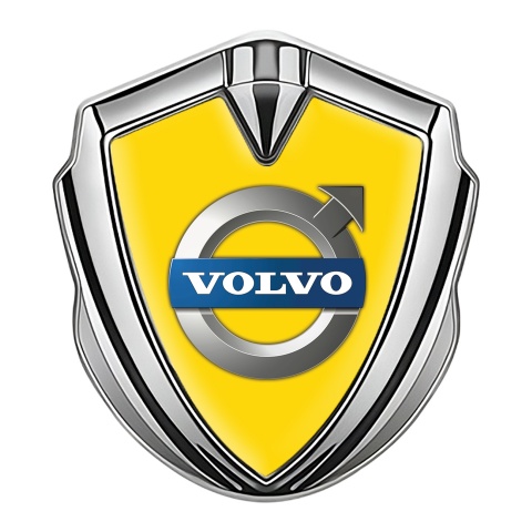 Volvo Emblem Logo Schriftzug Aufkleber Silbertonfarbe Gelb Basis mit Klassisch Logo