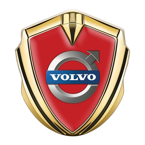 Volvo Seitenflugel Emblem Aufkleber Goldtonfarbe Rote Basis mit Klassisch Logo