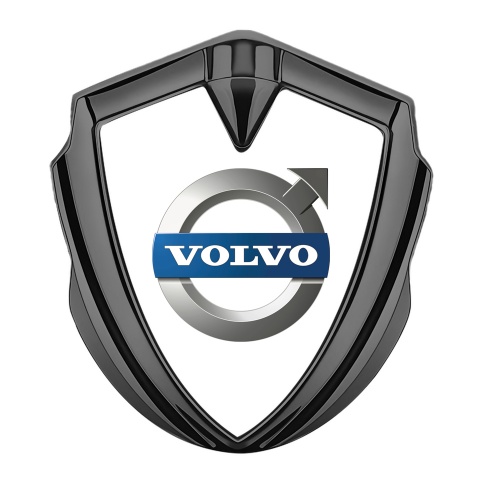 Volvo Emblem Abzeichen Graphit Tonfarbe Weiss Basis mit Klassisch Logo