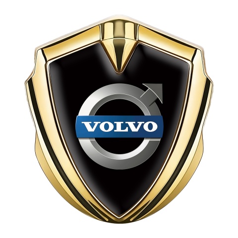Volvo Abzeichen selbstklebend Goldtonfarbe Schwarz Basis mit Klassisch logo