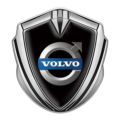 Volvo Abzeichen selbstklebend Silbertonfarbe Schwarz Basis mit Klassisch logo