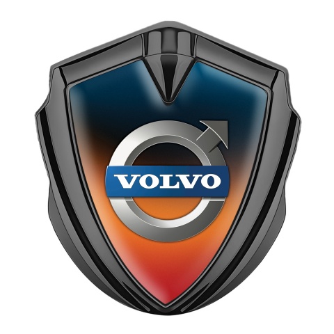 Volvo Abzeichen selbstklebend Graphit Tonfarbe Orange Blau Basis mit Klassisch Logo