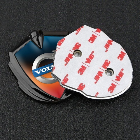 Volvo Abzeichen selbstklebend Graphit Tonfarbe Orange Blau Basis mit Klassisch Logo