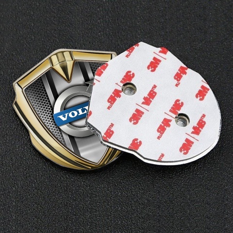 Volvo Emblem Abzeichen Goldtonfarbe Gitter mit Metall Panel Design