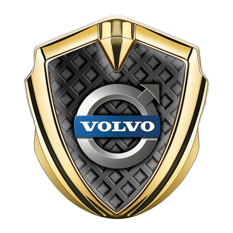 Volvo Emblem Auto Zeichen Goldtonfarbe Dunkles Gitter Design