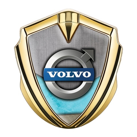 Volvo Emblem Aufkleber Autozubehor Goldtonfarbe Marineblau Motiv Design