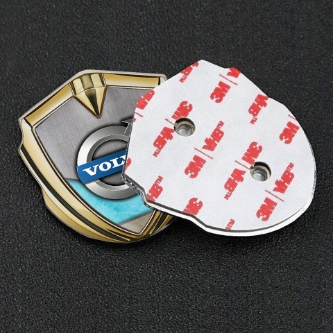 Volvo Emblem Aufkleber Autozubehor Goldtonfarbe Marineblau Motiv Design