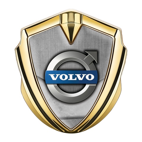 Volvo Selbstklebendes Metallaufkleber Emblem Goldtonfarbe Asphalt mit Steinen Design