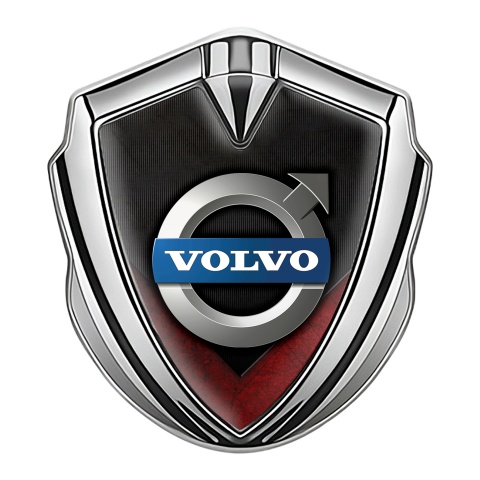 Volvo Seitenflugel Emblem Aufkleber Silbertonfarbe Dunkles Basis mit Rote Details Design