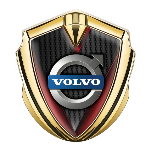 Volvo Seitenflugel Emblem Aufkleber Goldtonfarbe Rote Flugel Effekt Basis