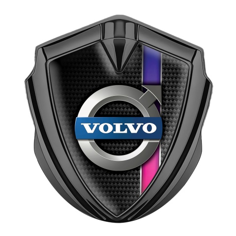 Volvo Abzeichen selbstklebend Graphit Tonfarbe Dunkel Carbon mit Lila Band Design
