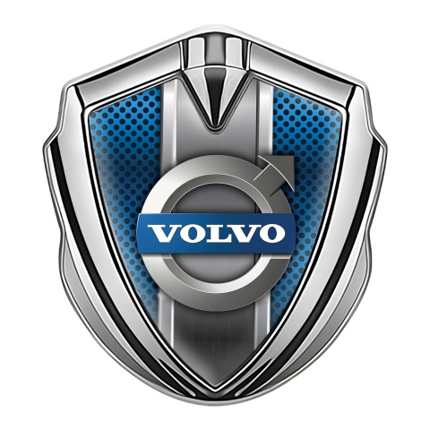 Volvo Selbstklebendes Metallaufkleber Emblem Silbertonfarbe Blau Gitter Design