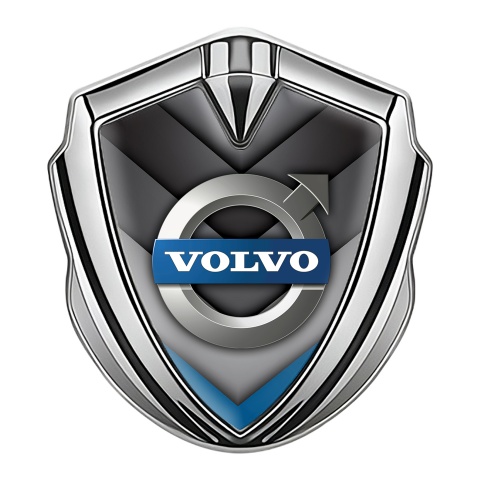Volvo Emblem Logo Schriftzug Aufkleber Silbertonfarbe Grau Blau V Form Details Design