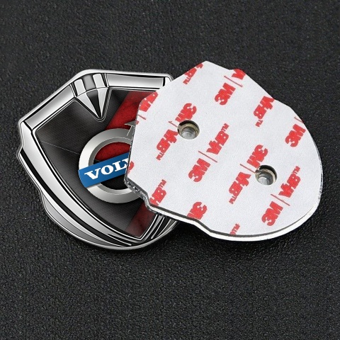 Volvo Emblem Abzeichen Silbertonfarbe Schwarz Rote Design