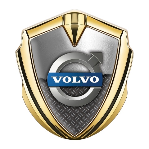 Volvo Emblem Abzeichen selbstklebend Goldtonfarbe Doppelte Textur Basis mit Klassisch Logo