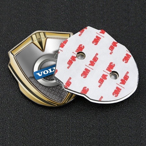 Volvo Emblem Abzeichen selbstklebend Goldtonfarbe Doppelte Textur Basis mit Klassisch Logo