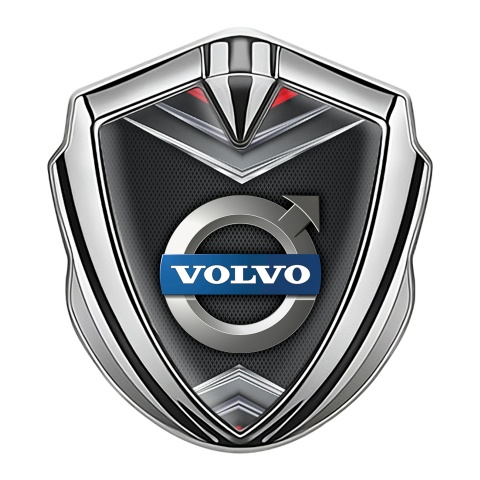 Volvo Emblem Aufkleber Autozubehor Silbertonfarbe Schwarz Fundament mit Grau Rote Details