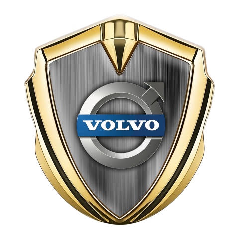 Volvo Emblem Logo Schriftzug Aufkleber Goldtonfarbe Graustufen Design
