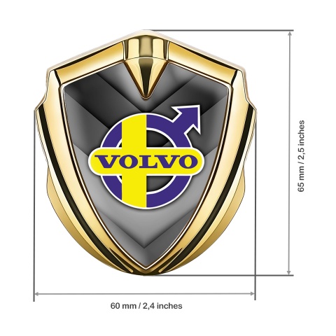 Volvo Emblem Auto Zeichen Goldtonfarbe V Form Details mit Lila Logo