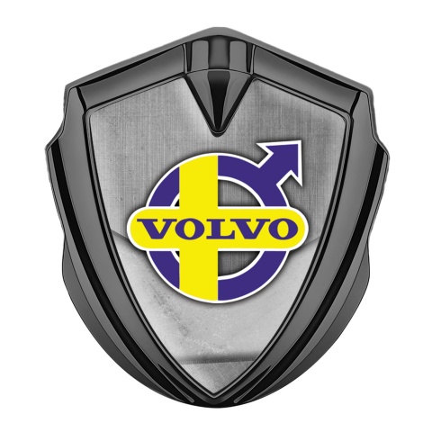 Volvo Emblem Aufkleber Autozubehor Graphit Tonfarbe Kies Textur Design mit Gelb Lila logo