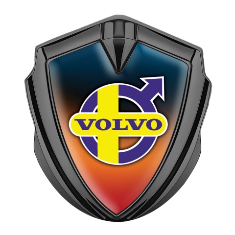 Volvo Domed Badge Graphite Colorful Gradient Yellow Purple Design