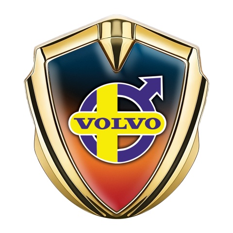 Volvo Domed Badge Gold Colorful Gradient Yellow Purple Design