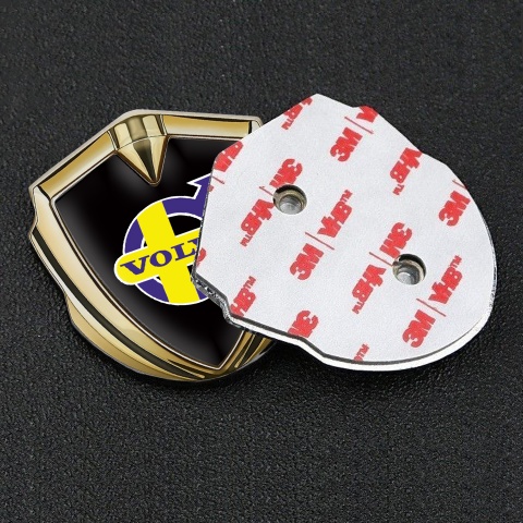 Volvo Seitenflugel Emblem Aufkleber Goldtonfarbe Schwarz basis mit Lila Logo Motiv