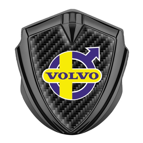 Volvo Emblem Abzeichen selbstklebend Graphit Tonfarbe Schwarz Carbon mit Lila Logo Motiv