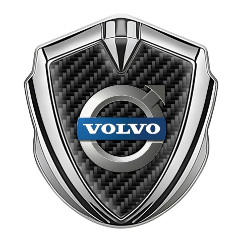 Volvo Emblem Fender Badge Silver Black Carbon Classic Polished Logo