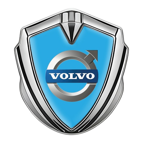 Volvo Metal Emblem Self Adhesive Silver Glacial Blue Metallic Edition