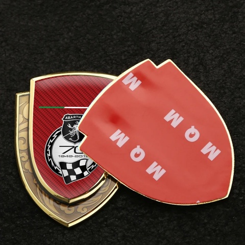 Fiat Abarth Emblem Abzeichen Goldtonfarbe Rote Carbon 70 Jahrestag Logo Stil