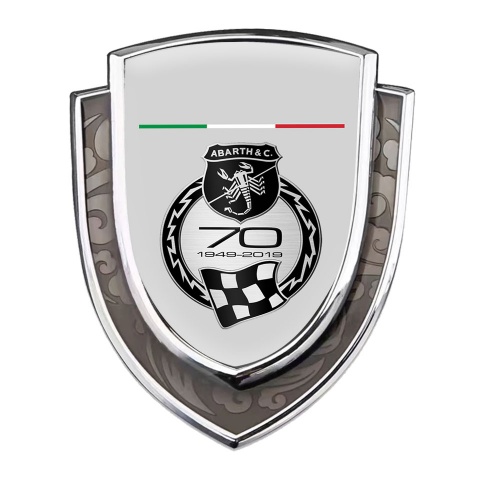 Fiat Abarth Emblem Self Adhesive Silver Grey Base 70 Anniversary Edition