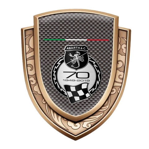 Fiat Abarth Emblem Badge Gold Grey Carbon 70 Anniversary Logo
