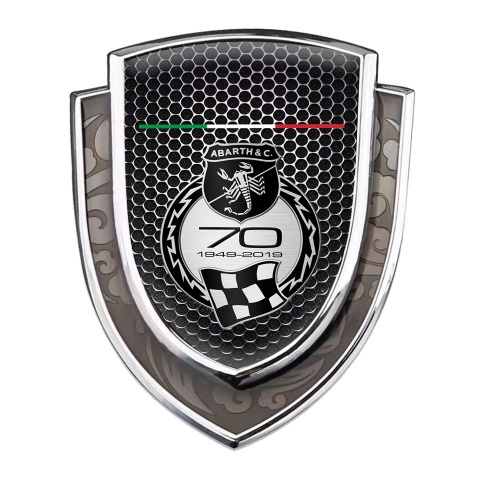 Fiat Abarth Bodyside Domed Emblem Silver Black Grate Scorpion Logo