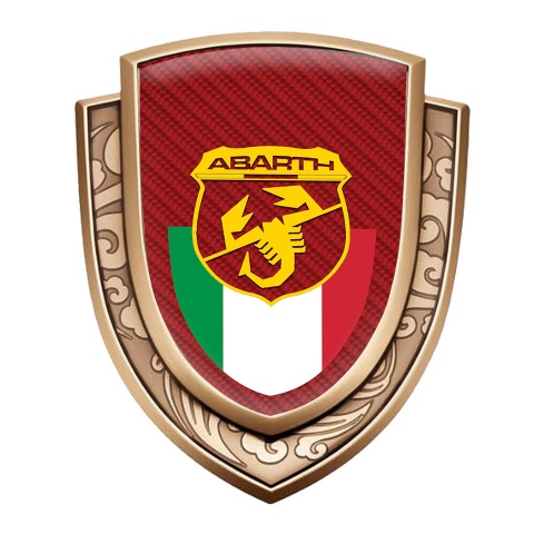 Fiat Abarth Emblem Aufkleber Autozubehor Goldtonfarbe Rote Carmon Mit Italienische Flagge Logo Stil