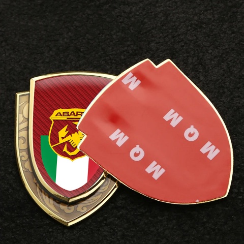 Fiat Abarth Emblem Aufkleber Autozubehor Goldtonfarbe Rote Carmon Mit Italienische Flagge Logo Stil